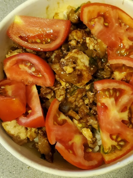 Sun King tomatoes with Ma po Tofu