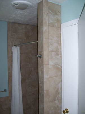 floor to ceiling tile is bullet proof in the shower.