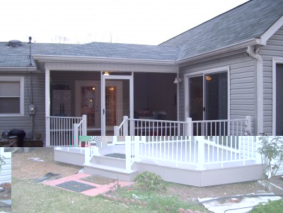 The entire exterior of the new porch and actually the whole house is maintenance free except for shingles. We replaced wooden deck boards with composites. I discovered them on boat docks. They don't get warm in hot direct sun. I don't know how or why but they don't. The screen frames and rails are lifetime guaranteed finishes.