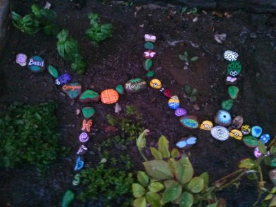 This is the front part of the herb garden, with the stones.